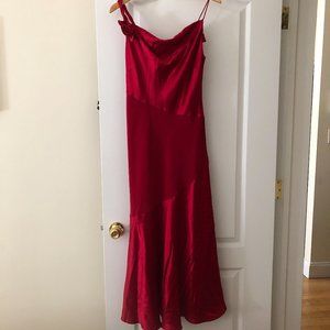 COPY - Vintage Red Satin Cowl Neck Dress